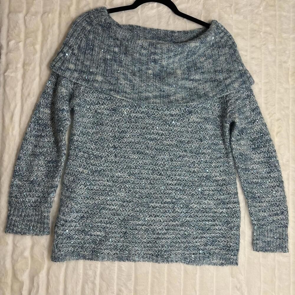 Chico's Mint Sequin Shine Dorothy Pullover Sweater Size Medium M